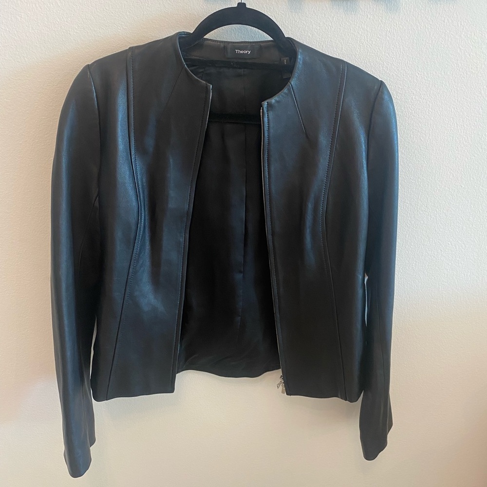 Theory Black Leather Jacket